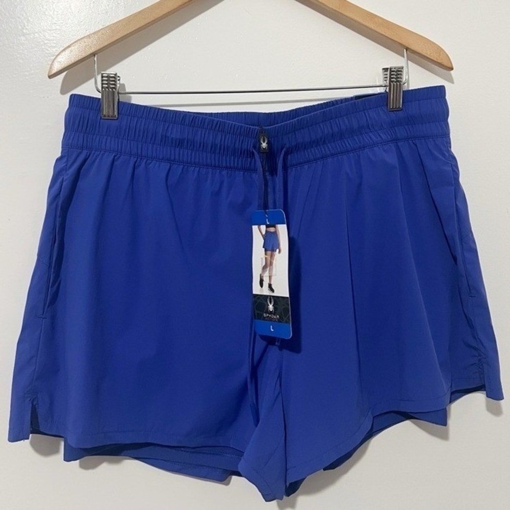 Spyder Womens Active 2-in-1 Running Shorts Perennial Blue Large NWT